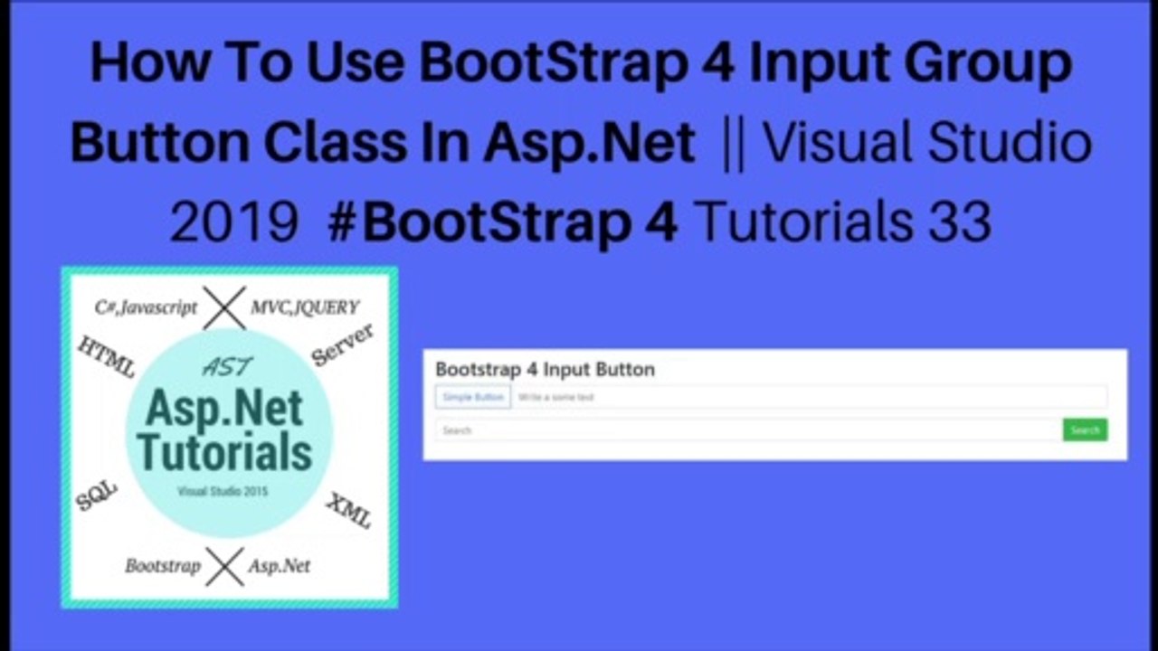 How to use bootstrap 4 input group button class in asp.net || visual studio 2019 #bootstrap 4 tutorials 33