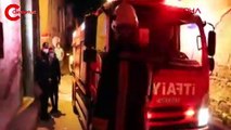 Yangında dumandan etkilenen kediye ambulansta müdahale