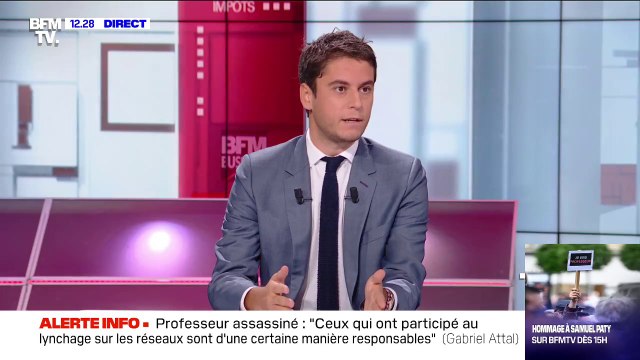 Professeur assassiné: pour Gabriel Attal, les réseaux sociaux ont une responsabilité, on doit arriver à mieux les encadrer