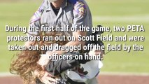 Mississippi State fans ring cowbells as protestors tackled, dragged off the field in Starkville