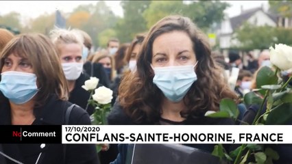 Homenaje al profesor asesinado cerca de París por mostrar caricaturas de Mahoma