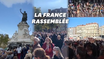 Скачать видео: Les images des rassemblements en hommage à Samuel Paty partout en France