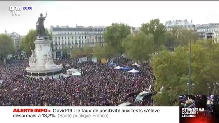 Paris: la place de la République fait le plein pour l'hommage à Samuel Paty