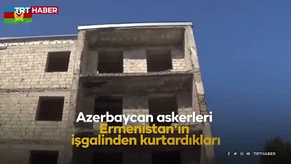 İşgalden kurtarılan Fuzuli'ye Azerbaycan bayrağı dikildi