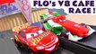 Disney Cars 3 Flo Cafe Funlings Race Hot Wheels Challenge with Cars Lightning McQueen versus Toy Story and Paw Patrol Racers in this Family Friendly Full Episode English Story for Kids from a Kid friendly Family Channel