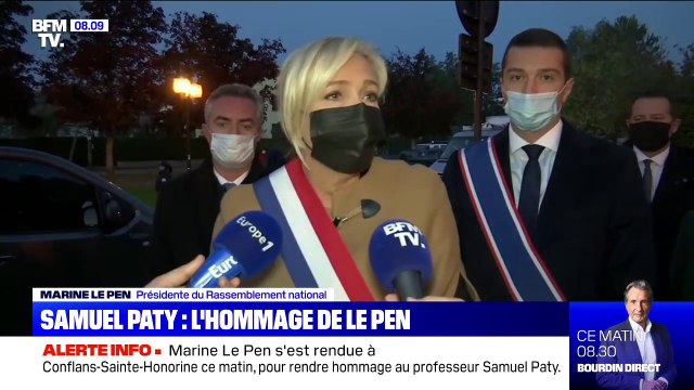 Conflans-Sainte-Honorine: Marine Le Pen rend hommage à Samuel Paty, assassiné dans des conditions absolument épouvantables
