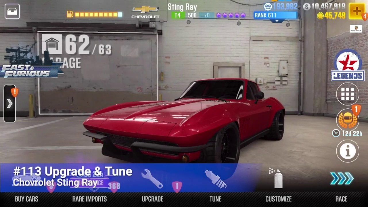 #113 CSR Racing 2 | Fast & Furious | Upgrade and Tune | Chevrolet Corvette C2 Sting Ray