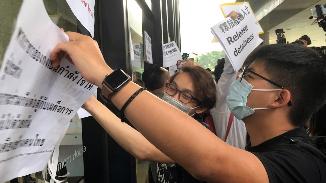 Hong Kong activists including Joshua Wong rally in support of Thai pro-democracy protests