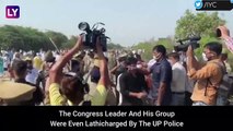 Rahul Gandhi Accompanied By Priyanka Gandhi, Pushed & Stopped By UP Police On Way To Hathras | Video