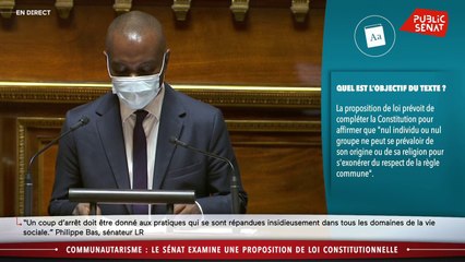 Thani Mohamed Soilihi, sénateur LREM, intervient sur le texte pour lutter contre le communautarisme