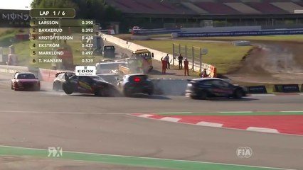 WRX Barcelona 2020 2 Final Start Leaders Kristoffersson Bakkerud Larsson Big Crash Ekstrom Spins
