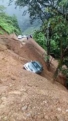 Landslide Sends Truck on a Ride