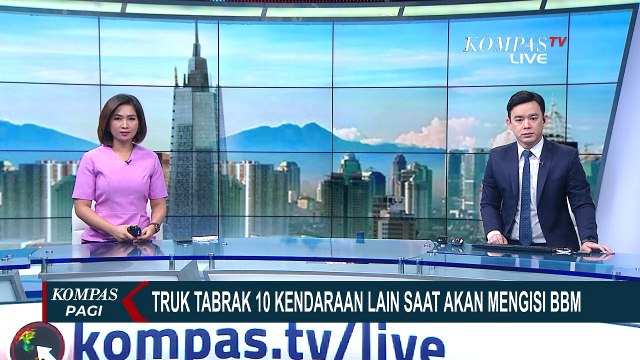 Diduga Sopir Mengantuk, Truk Tabrak Antrean Taksi yang Hendak Mengisi BBM!