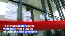 Hong Kong activists front up to Thai consulate in protest support