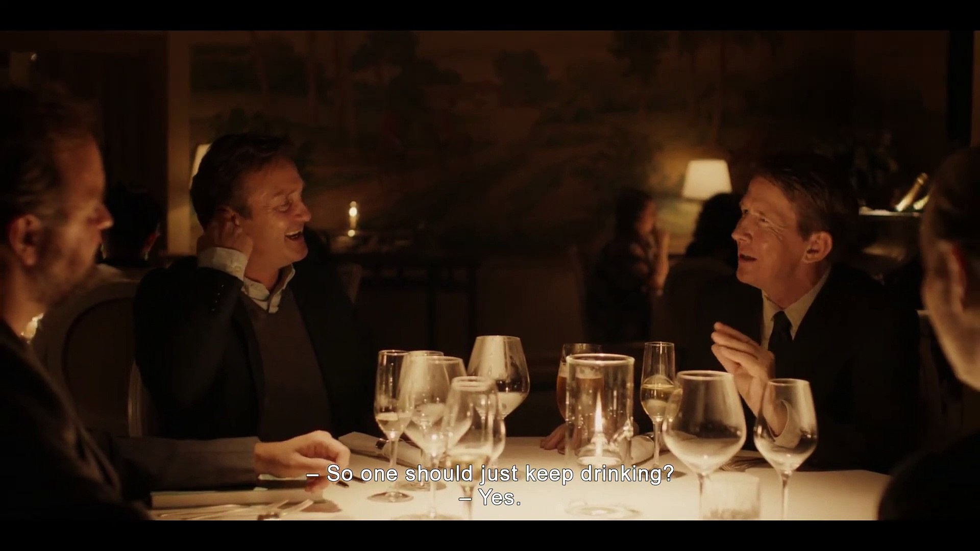 Another Round Film Clip With Mads Mikkelsen Dinner Table Video Dailymotion
