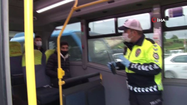 Polis ekiplerinin toplu taşımalardaki korona denetimleri sürüyor