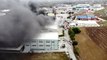 Sünger fabrikasındaki yangın drone ile görüntülendi