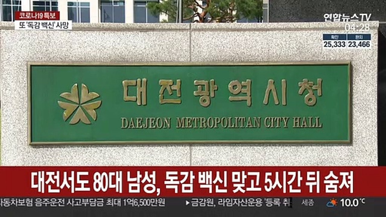 대전서도 80대 남성 독감 백신 맞고 5시간 뒤 숨져