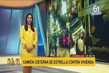 Chorrillos: camión cisterna de la municipalidad terminó empotrado contra una vivienda