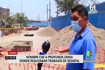 Comas: hombre cae a zanja donde se realizaban trabajos de Sedapal