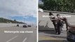 Un policier plaque un motard sur l'autoroute