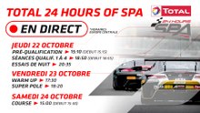 LIVE - TOTAL 24 HOURS OF SPA 2020 - FRENCH
