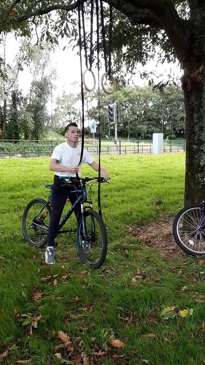 Man Performs Intensive Mountain Bike Workout