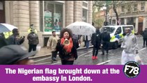 #F78News: The Nigerian flag brought down at the embassy in London.