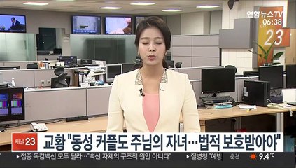 교황 "동성 커플도 주님의 자녀…법적 보호받아야"