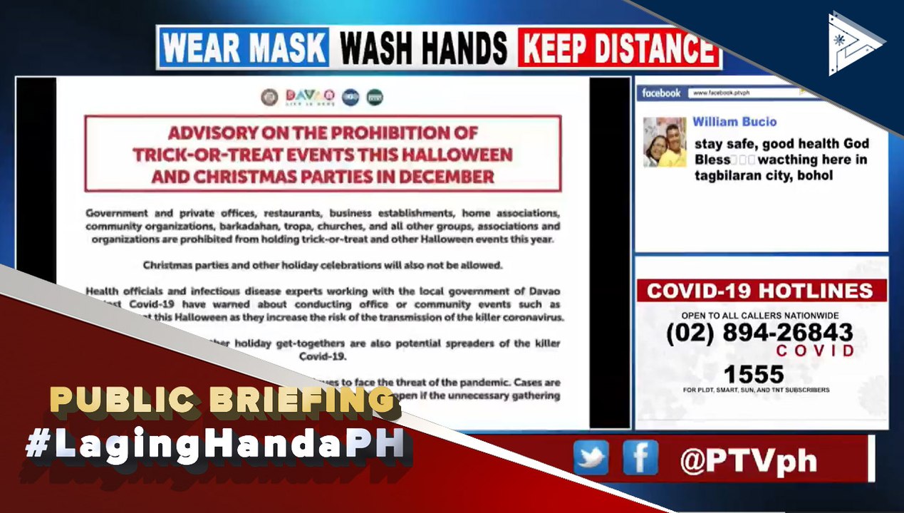 #LagingHanda | Pagsasagawa ng trick-or-treat at halloween events, mahigpit na ipagbabawal sa Davao City ngayong panahon ng Undas