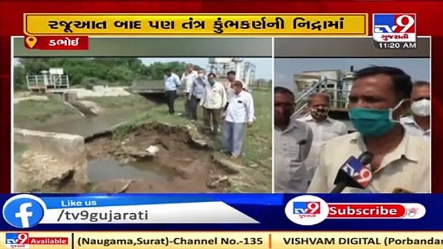 Breach in Narmada canal near Kaddhara village of Dabhoi taluka, crops destroyed