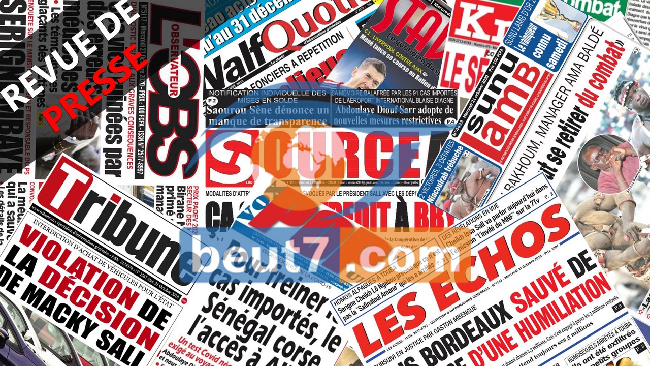 Revue de presse du Jeudi 22 Octobre 2020 par Binta Laye Gueye