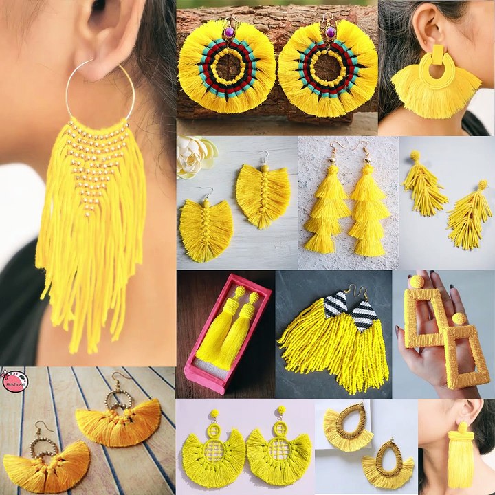 Yellowish Earrings!!.. Daily Wear Long Tassel | Suitable on Western, Kurti, GownDresses & Saree