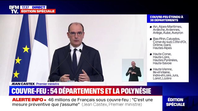 Jean Castex: Les mesures de soutien à l'économie seront étendues à l'ensemble des départements basculant sous le régime du couvre-feu