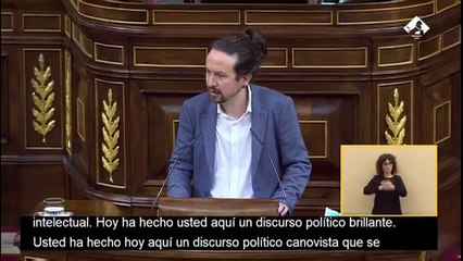 Pablo Iglesias, a Pablo Casado:  "Hoy ha hecho usted aquí un discurso político brillante"