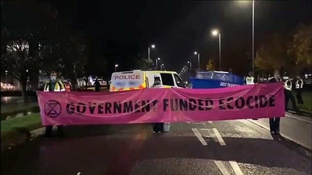 Extinction Rebellion Scotland blocking access to INEOS headquarters in Grangemouth