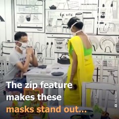 Kolkata Cafe's All-White Mask Has A Black Zipper That Allows Customers To Eat While Wearing It