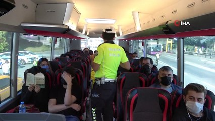 Polisten ticari araçlarda korona virüs denetimi