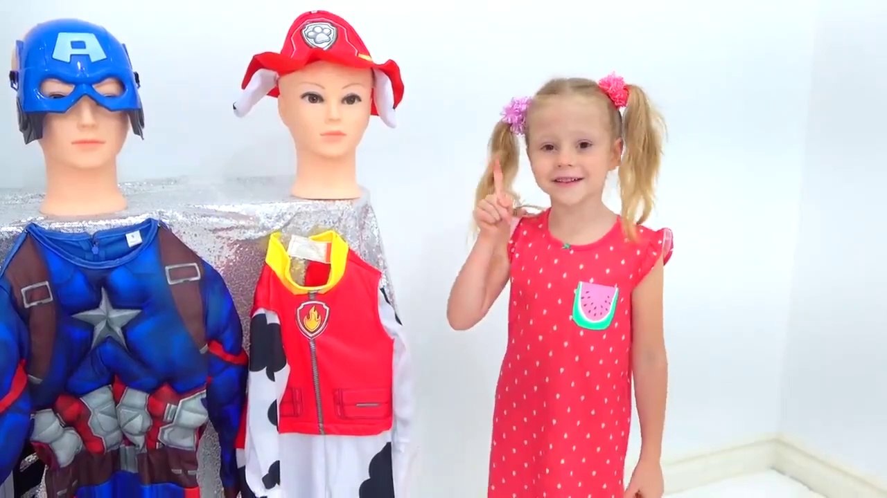 Nastya disguises herself as a superhero and rescues dad
