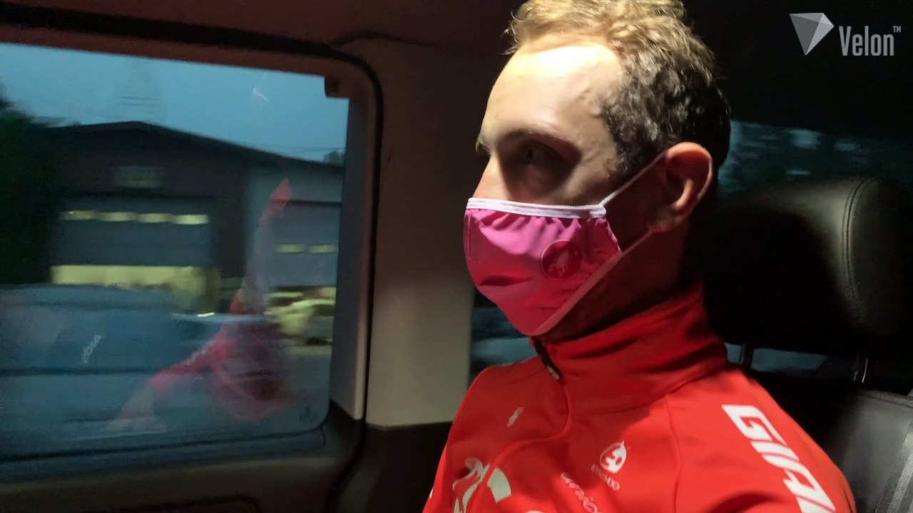 Josef Cerny reacts to Giro d'Italia stage win