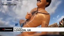 Giant inflatable Borat floats down London's Thames to mark release of new film