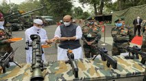 Rajnath Singh performs Shastra Puja with troops