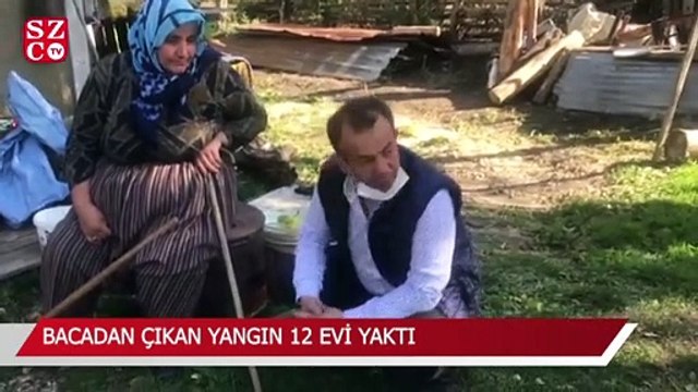 Bacadan çıkan yangın 12 evi yaktı