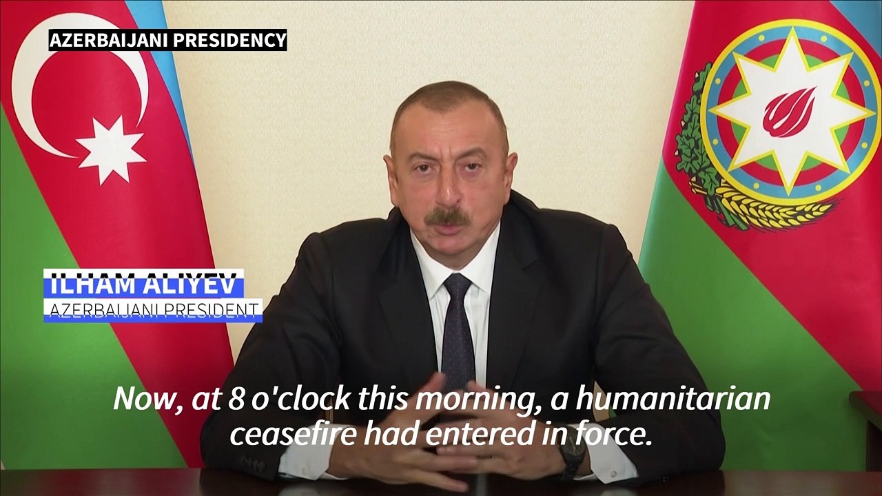 Karabakh: Azerbaijani President says Armenia 'violated' US-brokered ceasefire