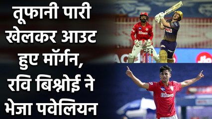 IPL 2020 KXIP vs KKR: Ravi Bishnoi ने निकाला Morgan का विकेट, तोड़ी बड़ी साझेदारी | वनइंडिया हिंदी