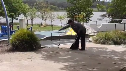 Il découvre un énorme serpent dans un parc pour enfant