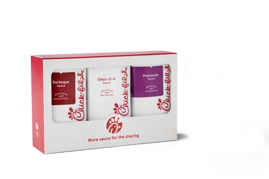Chick-Fil-A Now Sells a Holiday Gift Box of Chick-fil-A, Polynesian, and Barbeque Sauces for $7.50