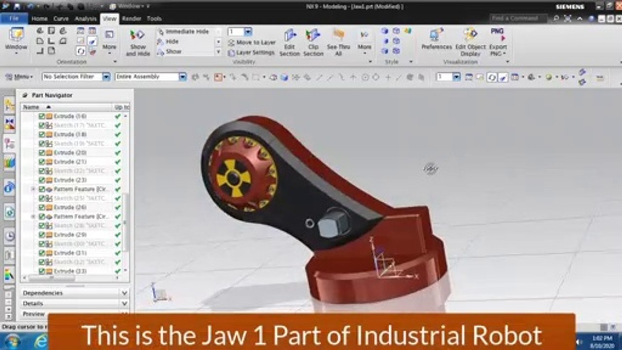 Siemens NX - Industrial Robot Assembly - Jaw 1 Tutorial