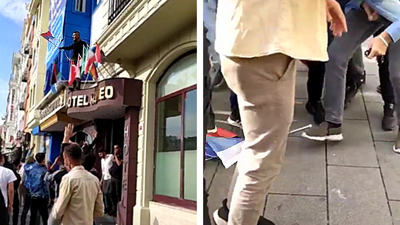 Des manifestants turcs veulent piétiner le drapeau français mais prennent le drapeau russe