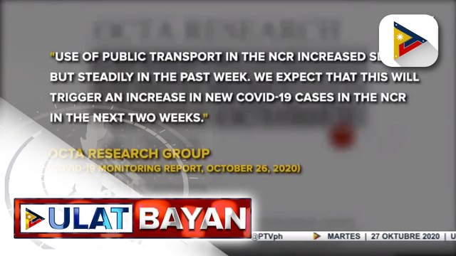 #UlatBayan | OCTA Research Group: Kaso ng COVID-19 sa bansa, muling tataas dahil sa pagluwag ng restrictions sa public transpo